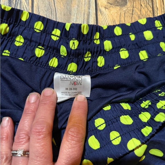 Danskin Navy and Lime Polka Dot Athletic Shorts - Picture 2 of 6